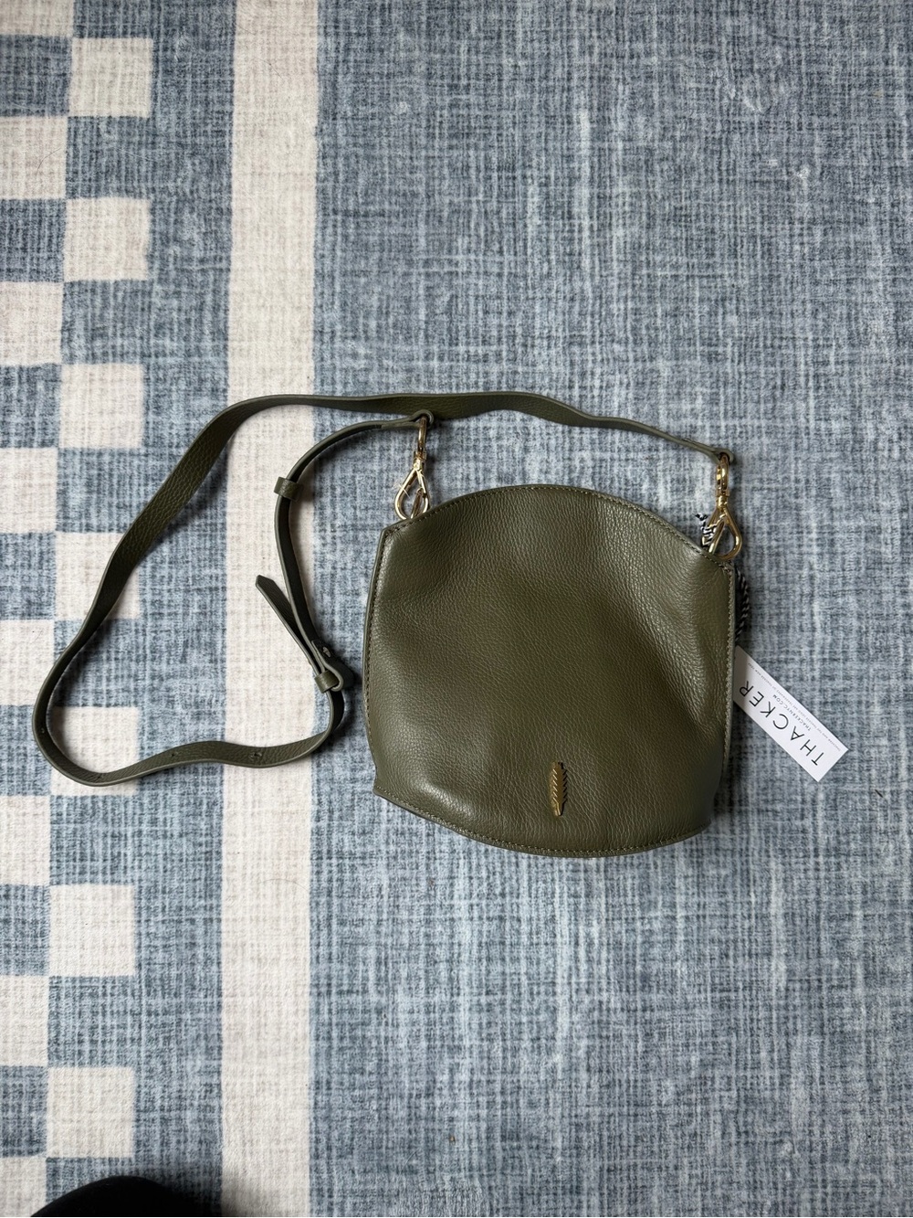 Olive Green Leather Crossbody Bag by